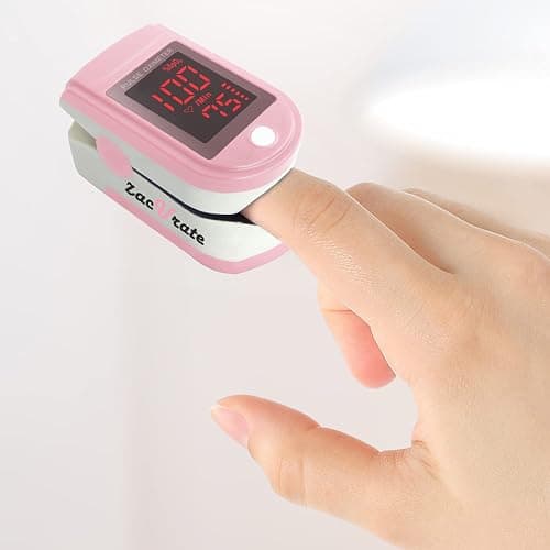 Zacurate Pro Series 500DL Fingertip Pulse Oximeter Blood Oxygen Saturation Monitor with Silicone Cover, Batteries and Lanyard (Blushing Pink) thumbnail 3