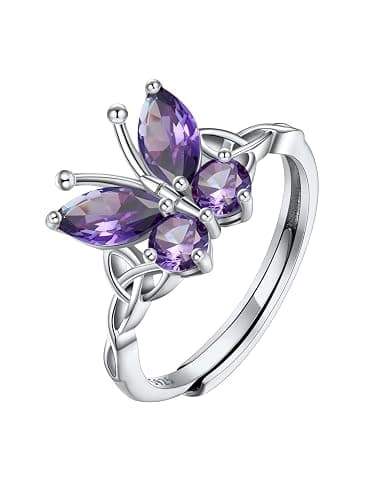 Butterfly Ring Sterling Silver CZ Garnet/Amethyst/Blue/Emerald/Sapphire/Pink/Diamond Butterfly Jewelry Gift for Lover Mother Daughter - Image 1