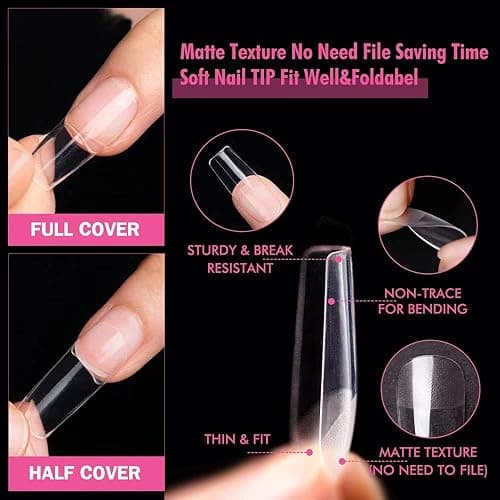 UNA GELLA Square Fake Nails 504pcs Square Gel Nail Tips Clear Press on Nails Pre-shape for Full Cover Square Nails French False Nails For Nail Extension Nail Art Home DIY 12 Sizes False Gelly Tips thumbnail 3
