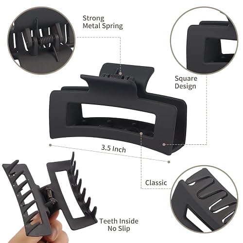 Sisiaipu 3.5 Inch Hair Clips - 12 Pcs Square Jaw Clips for Thick and Thin Hair, Rectangular Hair Accessories for Women and Girls - Neutral thumbnail 5