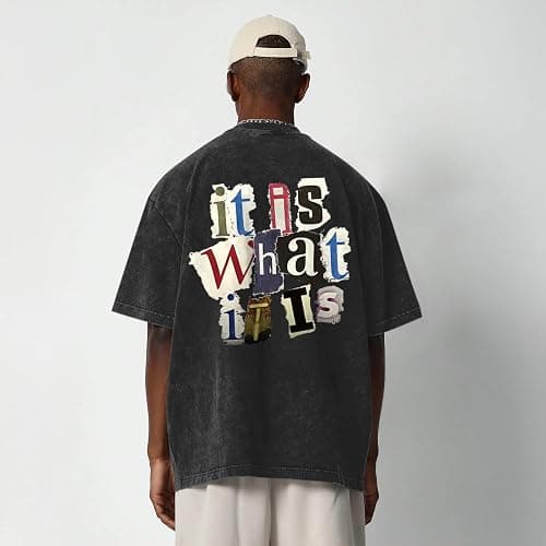 Zoemghc Men's Graphic Tees Funny Letter Print Vintage Oversize T Shirts Acid Wash Shirt Streetwear Rapper Casual Tee Top thumbnail 4