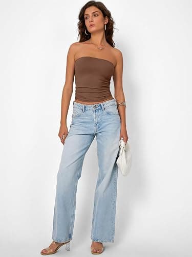 Trendy Queen Womens Strapless Tube Tops Basic Backless Sleeveless Bandeau Going Out Crop Tops Cute 2025 Summer Clothes thumbnail 6