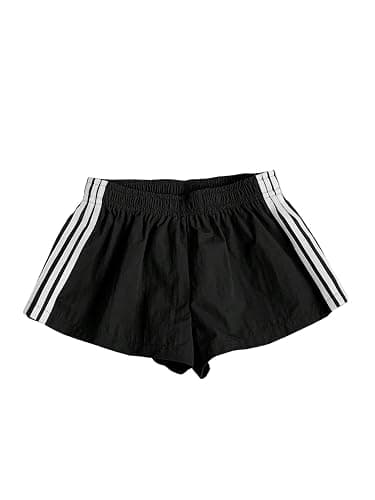 MakeMeChic Women's Y2k Striped Sweat Shorts Wide Leg Lounge Shorts Track Basketball Shorts - Image 1
