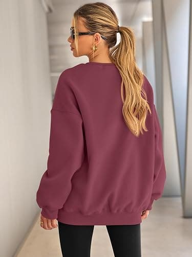 EFAN Womens Oversized Sweatshirt Crewneck Sweater Casual Fall Outfits 2026 | Fleece lined, comfort stretch fabric, basic loose hoodie, maternity, workout, lounge wear, winter, airport fashion clothes thumbnail 4