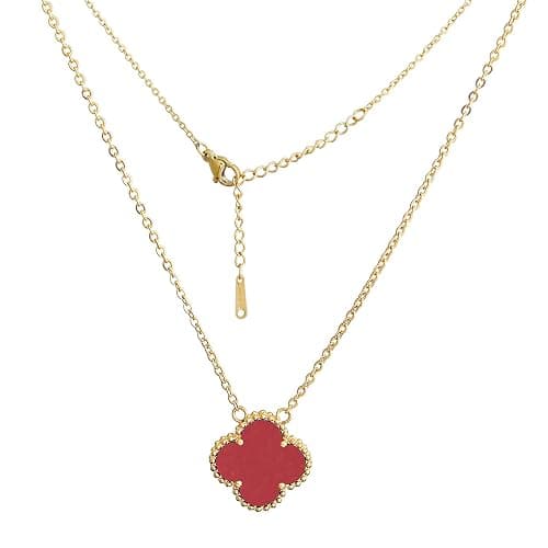 POLYREAL Lucky Clover Necklace For Women Girls, 18K Gold Plated Cute Fashion Simple Girls Titanium Steel Hypoallergenic Pendant - Image 1