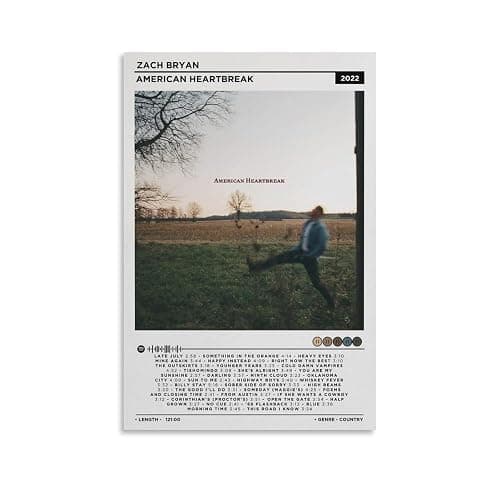 American Heartbreak Poster Zach Album Bryan Music Poster Album Cover Canvas Art Poster 08x12inch(20x30cm) - Image 1