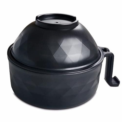 Layron Ramen Cooker Ramen Bowl Set with Chopsticks 33oz Microwave Noodle Bowl College Dorm Room Essentials for Girls for Boys Apartment Essentials-Black thumbnail 4