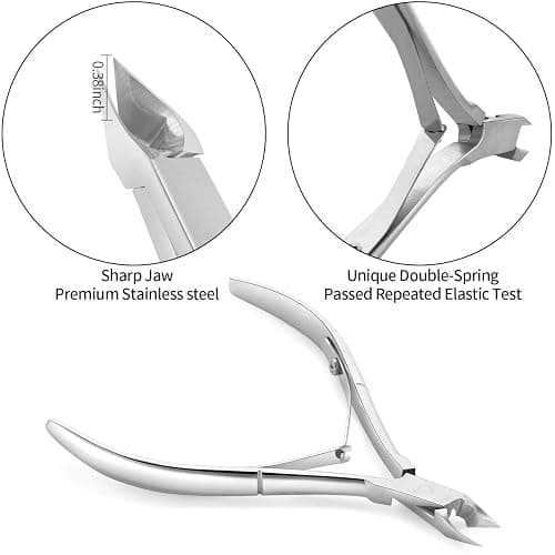 YINYIN Cuticle Trimmer with Cuticle Pusher and Cutter, Professional Stainless Steel Nippers, Cutter Clippers, Cuticle Remover, Pedicure Manicure Tools for Fingernails and Toenails, Sliver thumbnail 2