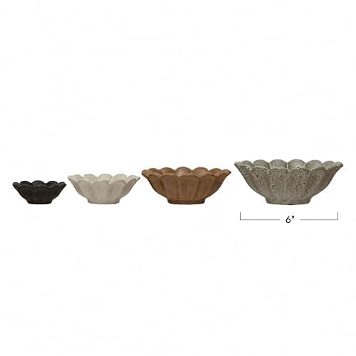 Creative Co-Op Stoneware Flower Bowls, 6" L x 6" W x 3" H, Multicolor thumbnail 2