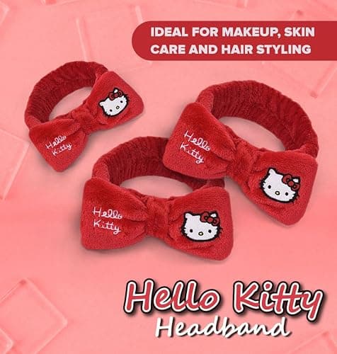Mädchen Stirnband mit Schleife – Flauschiges Haarband mit Hallo Kitty – Rosa Haarreif für Kinder – Weiches Kopfband für Gesichtspflege, Make-up & Spielspaß - Hallo kitty - 1 stück (1er Pack) thumbnail 7