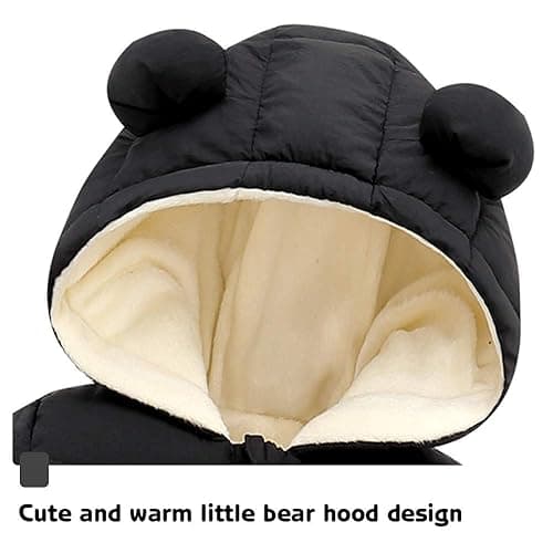 Fumdonnie Cute Baby Boys Snowsuit New Born baby girls Winter Coat Toddler Clothes - Black - 6-12 Months thumbnail 3