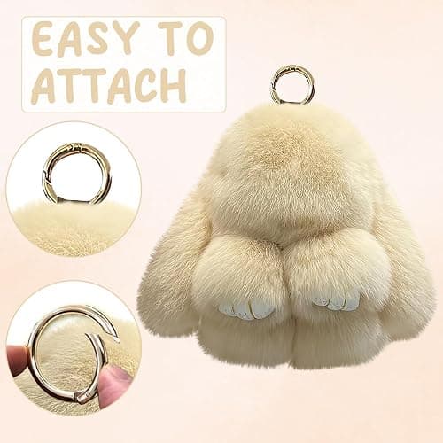 Bunny Keychain, Bunny Keychain with Tin,Bunny Handmade Soft Bunny Keychain for Christmas Gifts, Bags and Keys thumbnail 3