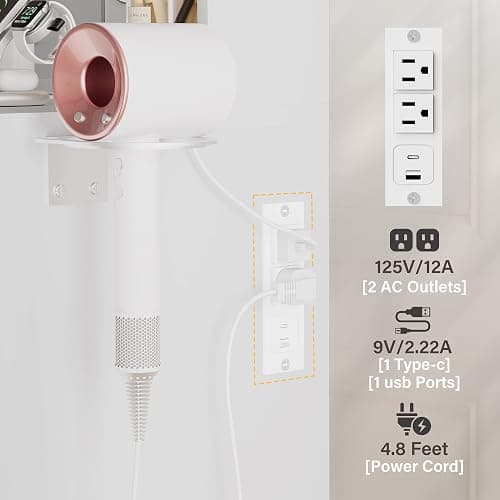 YESHOMY Vanity Desk with Mirror, Makeup Table with 2 Large Drawers, Power Outlet and Round Holder, 3 Color Modes Adjustable Bulb, Bench Included, Easy Assembly, Gloss White thumbnail 6