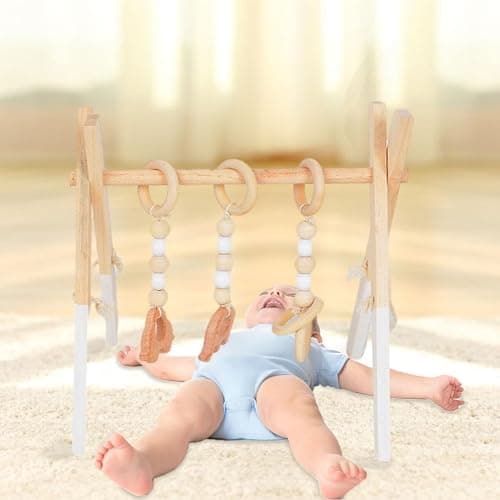 Portique D'éveil Bébé Bois, Arche Eveil Bebe Bois Naturel, De Développement Précoce Pour Chambre De Nouveau-né, Salon, Centre thumbnail 3