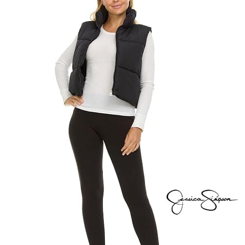 Jessica Simpson Cropped Puffer Vest Women, Sleeveless Women’s Outerwear Vests thumbnail 3