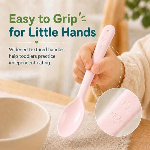 Muulaii 12 Pcs Kids Forks and Spoons, Plastic Kids Utensils Set, Pink | BPA free, Dishwasher Safe, PP Material, Brightly Colored, Easy to Grip, Sized for School Lunch Box, Fits from 2 Years Old thumbnail 4