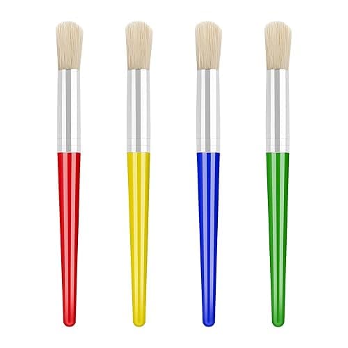 GALAMAX 4 PCS Toddler Paint Brushes, Coloful Paint Brush Set Kids, Childrens Paint Brushes with Plastic Handle and Hog Bristles, Round Bristle Tip Paintbrushes for Kids Beginners Art Supplies - Image 1