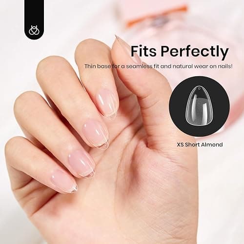 Beetles Gel Nail Tips 576Pcs Extra Short Almond Fake Nails Etch-X | Half Matte Press on Nail Tips Full Cover Gifts for Women Gel Nail Polish Extensions Set thumbnail 4