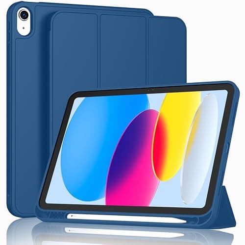 ToaPoia Case for iPad (A16) 11 Inch 2025/iPad 10th Generation 10.9 Inch 2022, Slim Trifold Stand Protective Cover with Pencil Holder and Soft TPU Back,Support Auto Sleep/Wake (Navy Blue) - Image 1