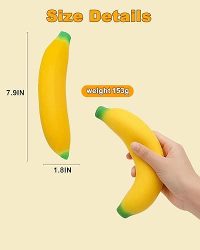 Stretchy Glue-Sand Filled Rubber Banana, Latex Soft Decompression Toy, High-Elastic Stretchable Squishy Banana Toy, Decompression Toy for Adults and Children (Bananas -2 Pack) thumbnail 3