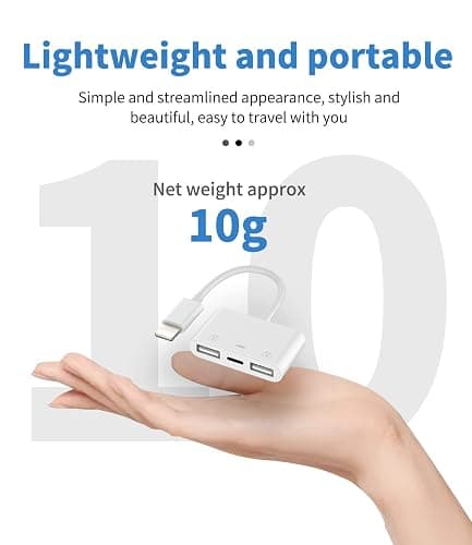 Lightning to USB Adapter OTG Cable Connector for iPhone Apple Splitter 13 12 11 mini Pro Max X Xs Ipad Male Converter and Charger Charge Female Port Camera Keyboard Mouse Adaptador para HUB Charging thumbnail 7