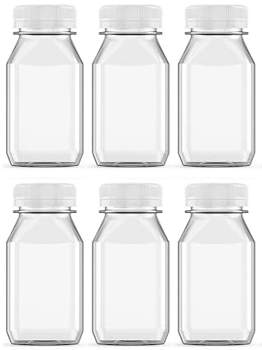 Axe Sickle 6 Pcs 4 Ounce Juice Bottles Plastic Milk Bottles Bulk Beverage Containers with Tamper Evident Caps Lids White for Milk, Juice, Drinks and Other Beverage Containers - Image 1