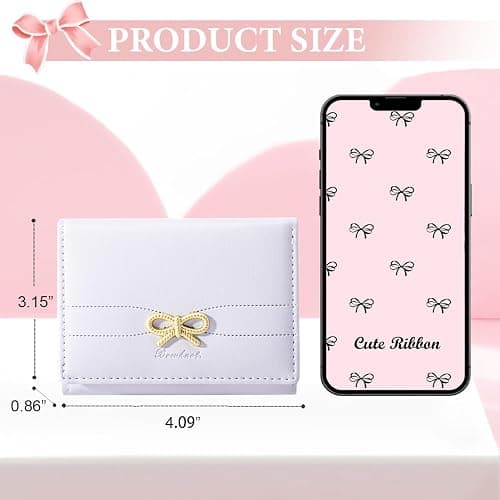 Modacarry Small Wallet Coquette Bow Wallet for Girls Cute Wallet ID Credit Card Holder for Women (PURPLE) thumbnail 3