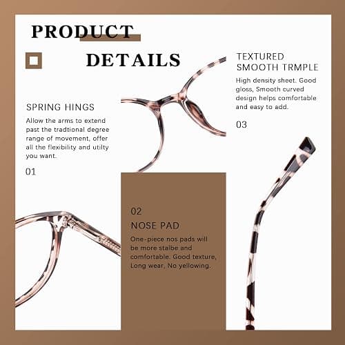 FONHCOO Blue Light Blocking Glasses Women Men Computer Eyeglasses,TR90 Fashion Round Transparent Anti Blue Light Glasses with Anti Eyestrain & UV Glare for Gaming & Reading (Tortoise) thumbnail 4