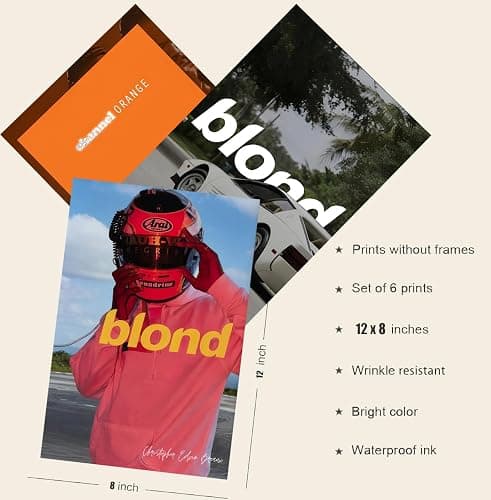 KAMUFF Frank Ocean Blond Poster Album Cover Posters Music Prints Wall Art For Bedroom Aesthetic Decor Set of 6,Unframed,8x12inch thumbnail 5