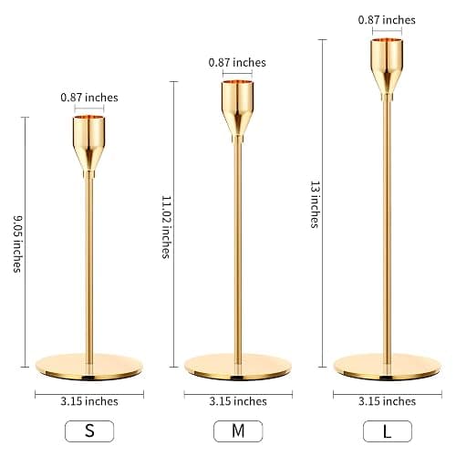Oatnauxil Metal Gold Taper Candle Holder for Wedding, Dinning, Party, Fits 3/4 inch Thick Candle&Led Candles (Set of 6 Pcs) thumbnail 3