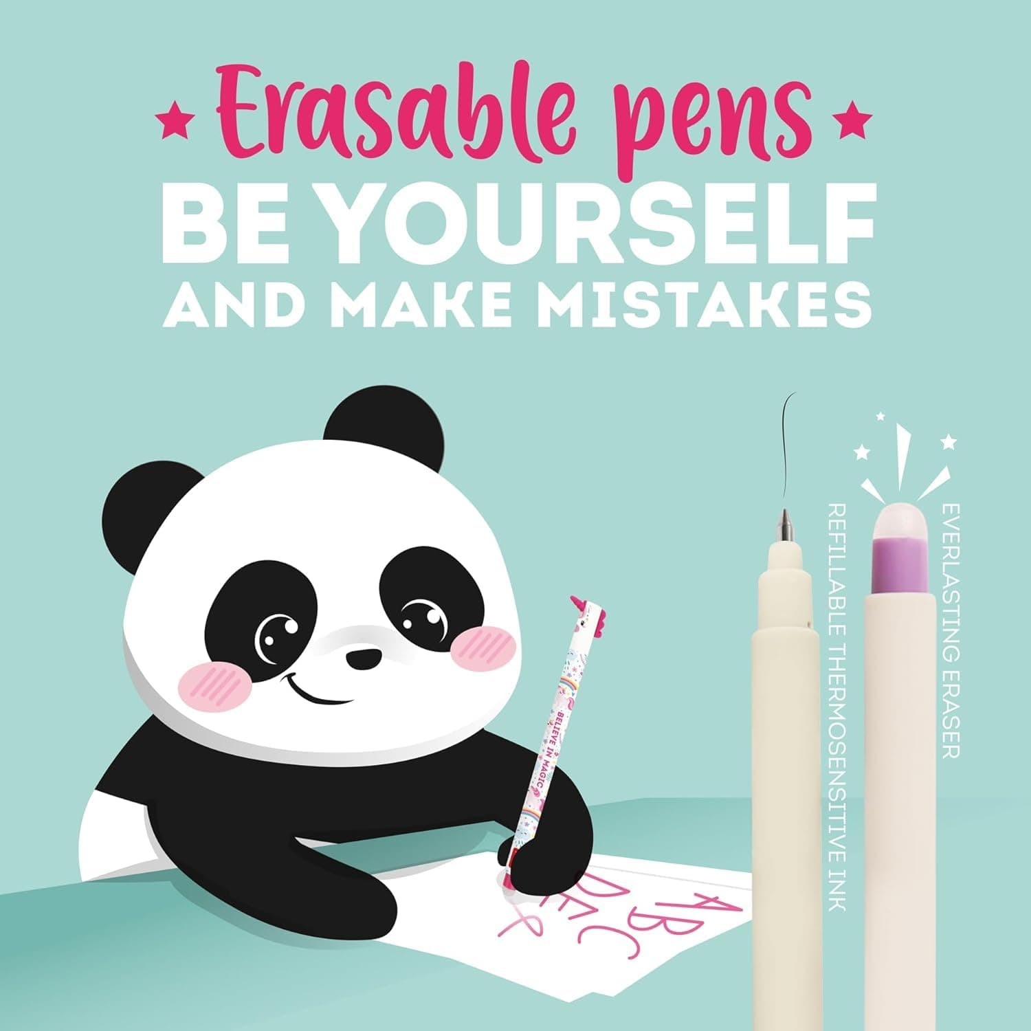 LEGAMI - Set of 12 Erasable Gel Pens with Thermosensitive Erase Ink, Range of ink colours & barrel designs, 0.7mm Tip, Animal Designs thumbnail 5