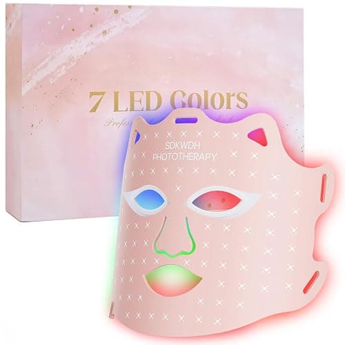 SDKWDH Red Light Mask for Face, 7-1 Colors Facial Care Mask, 850nm Infrared & Red Light Masks, Ergonomic Design for Home & Travel, Pink - Image 1