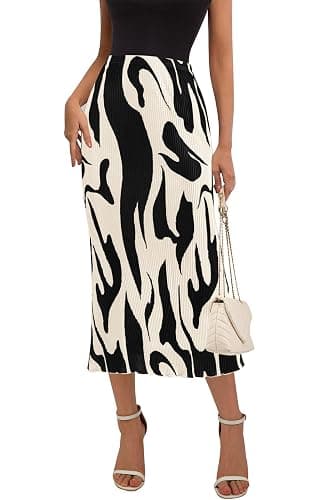 PRETTYGARDEN Women's 2026 Summer High Waist Graphic Print A Line Pleated Long Skirts for Women Trendy Plisse Midi Skirt - Image 1