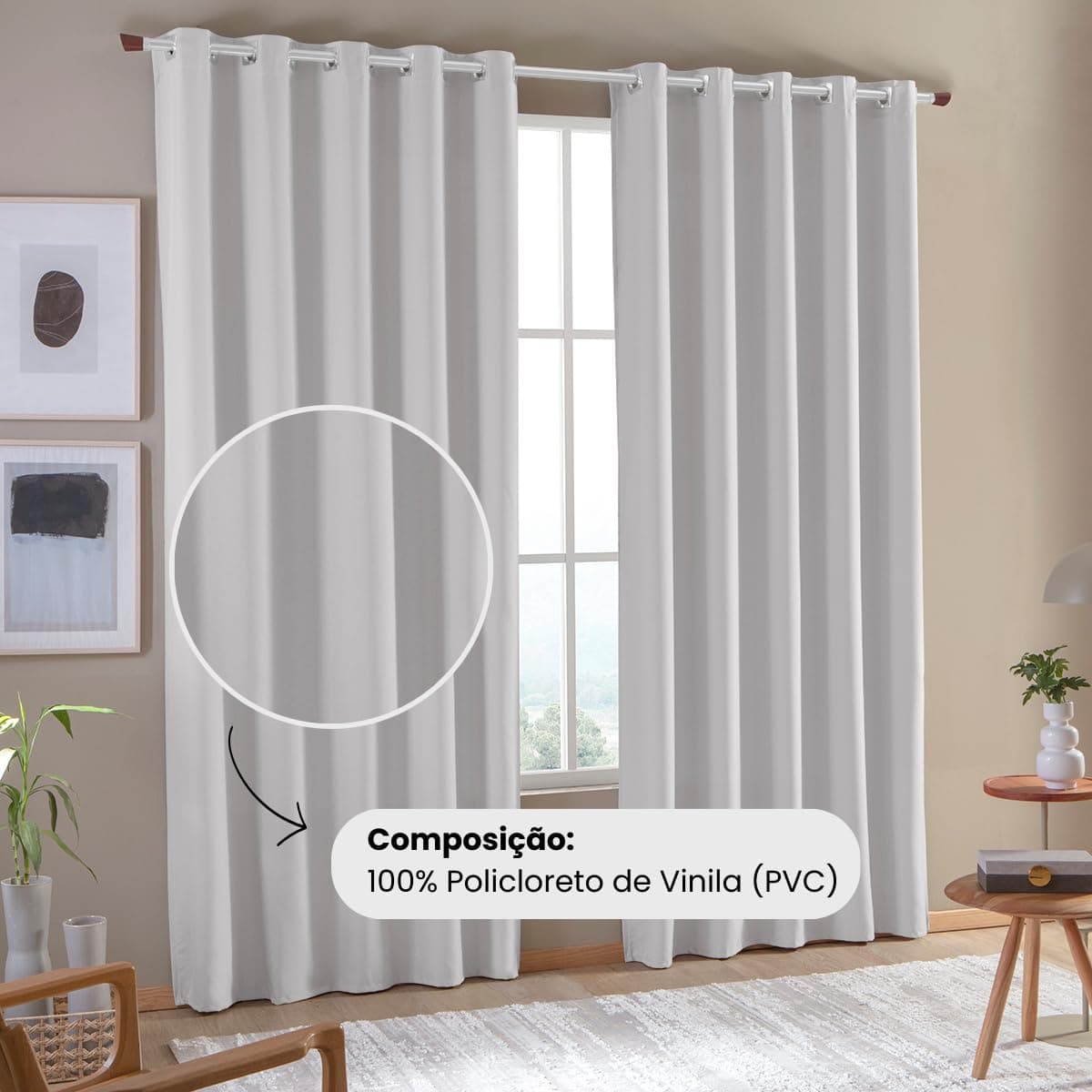 Cortina Blackout PVC 2,80 m x 2,30 Corta 100% a luz (Avelã) thumbnail 2