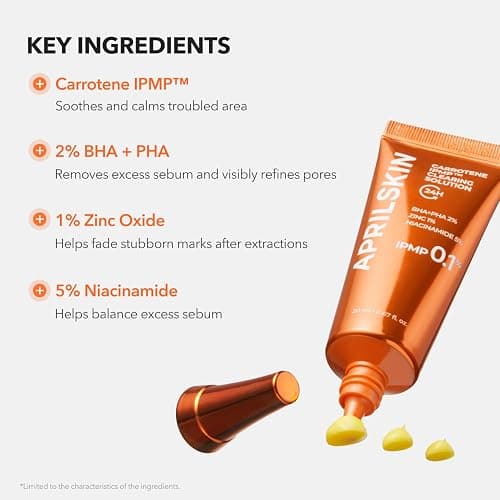APRILSKIN Carrotene IPMP™ Clearing Solution || Quickly soothes troubled areas and helps clear blemishes | Formulated with BHA, AHA, Niacinamide & Zinc Oxide | Vegan, Cruelty-Free (0.67fl.oz.) thumbnail 5