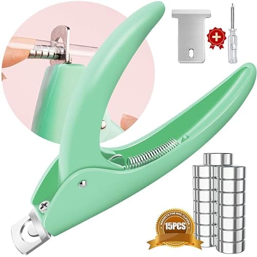 Green Adjustable Nail Clippers with Magnets Sizers for Acrylic Nails, Artificial Fake Nail False Nail Tip Cutter Trimmer Manicure Pedicure Sharp Blade Clip Tool For Salon Home Art Beauty - Image 1
