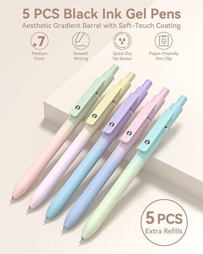 Four Candies 39 PCS Aesthetic School Supplies with Cute Pen Case, 12 Pastel Highlighters, 5 Black Ink Gel Pens, 6 Mechanical Pencils Set for Students Stationery College Essentials, Cream thumbnail 4