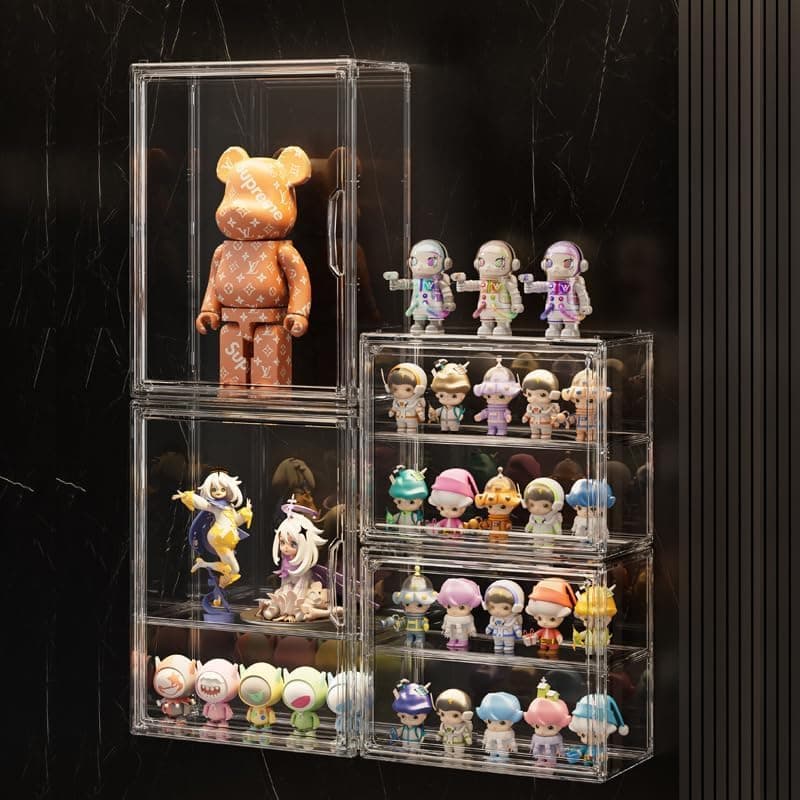 3 Tiers Clear Display Case for Figures, Acrylic Storage Organizers Box with Magnetic Door, Wall-Mounted Dustproof Showcase for Collectibles Action Figure thumbnail 2