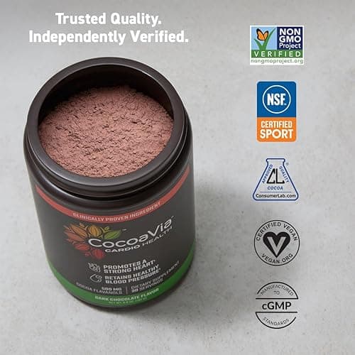 CocoaVia Cardio Health Cocoa Powder, 30 Servings, 500mg Cocoa Flavanols, Support Heart Health, Boost Nitric Oxide, Improve Circulation, Energy, Preworkout, Vegan, Dark Chocolate Cacao - 6.8 Ounce (Pack of 1) thumbnail 8