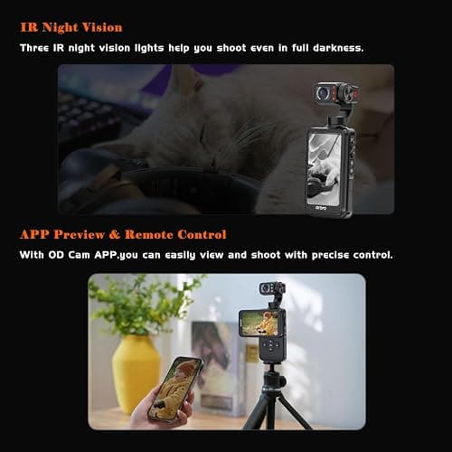 ORDRO Fotocamera Vlogging M5 5K con stabilizzatore a 3 assi a 120° Ultra Wide Angle IR Night Vision 3.5'' Rotatable IPS Screen, Small Vlog Camera with 64G Memory Card for Photography YouTube TikTok thumbnail 5