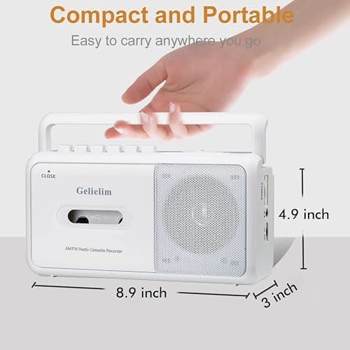 Gelielim Portable Cassette Player, Cassette Tape Player AM/FM Radio,Casette Tape Recorder with Earphone Jack, Cassette Boombox Battery Operated or AC Powered thumbnail 6