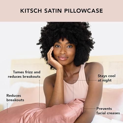 Kitsch Satin Pillowcase with Zipper for Hair & Skin, Softer Than Silk Pillow Cases Queen, Wrinkle-Free, Smooth and Cooling Satin Pillow Covers, Standard Size 19"x26", White Terrazzo thumbnail 4
