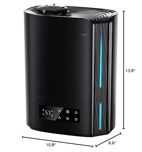 BREEZOME 6L Humidifiers for Bedroom Large Room & Essential Oil Diffuser, Ultrasonic Top Fill Cool Mist Humidifiers for Baby, Plants, Nursery Last up to 60 Hours, Smart Humidistat Control, Quiet, Black thumbnail 2