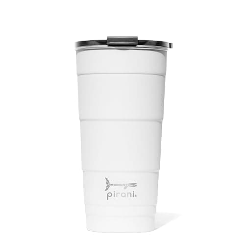 Pirani 26oz Insulated Stackable Tumbler - Skinny-Wall Triple Vacuum Insulation Cup with Version 2.0 Air-Tight, Screw-On Lid Lid - Space Saving Design - Great White - Image 1