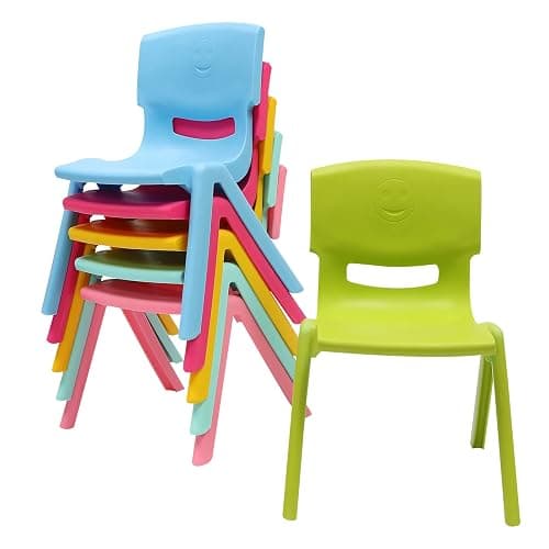 LOYALHEARTDY 6Pcs Stackable School Chairs, Plastic School Stack Chair Colorful Kids Plastic Chair for Toddlers Classroom Furniture School (Colorful 2, 20.87" H) - Image 1