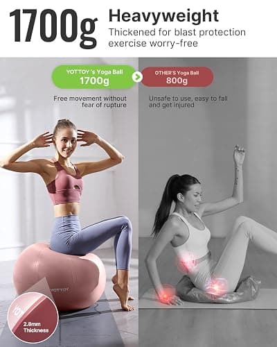 YOTTOY Anti-Burst Exercise Ball for Working Out, Yoga & Pregnancy, Extra Thick Workout Ball for Physical Therapy & Fitness thumbnail 3