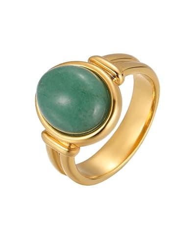 YeGieonr Gold Rings for Women Trendy Non Tarnish Chunky Gold Plated Ring, Waterproof Stainless Steel Gold Jewelry Gift - Image 1