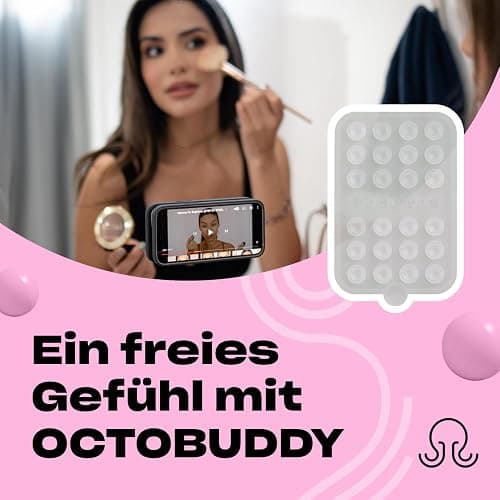 OCTOBUDDY Double - 2.5″ x 3.75″, Silicone Double-Sided Suction Phone Case Detachable Mount - Hands-Free, Strong Grip Holder for Selfies & Videos - iPhone & Android Compatible - Transparent thumbnail 3