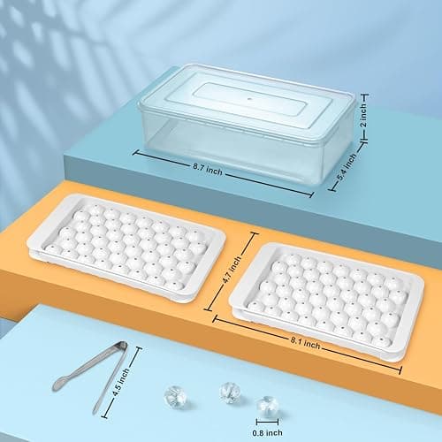 WIBIMEN Ice Cube Tray with Lid and Bin - Round Ice Trays for Freezer with Lid - Ice Cube Trays for Freezer with Ice Container (0.8"-2PACK White) thumbnail 2