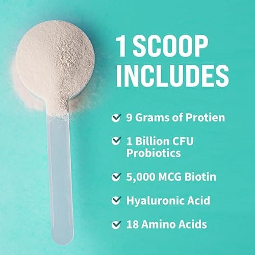 GOBIOTIX Collagen Powder Supplement with Probiotics - Hydrolyzed Protein Collagen Powder for Women - Hair Skin and Nails, Joint and Digestive Health - Collagen Peptides Type I and III - 30 Servings thumbnail 3